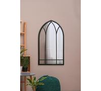 MirrorOutlet Black Metal Framed Arched Wall Mirror 32" X 19" (83CM X 48CM) | Size: 1 Pack MirrorOutlet Black 1 Pack
