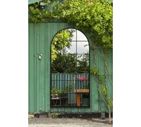 MirrorOutlet The Fenarc - Black Metal Framed Modern Arched Garden Wall WIndow Mirror 71" X 35" (180CM X 90CM) Gold. 2cm Wide Frame and 3cm Deep. Perfect for Home and Garden