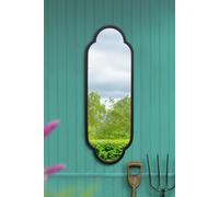 The Duplici - New Black Metal Framed Double Arched Oval Garden Wall Mirror 40" X 14" (102CM X 35.5CM)