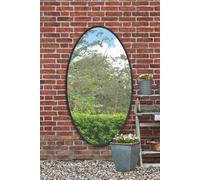 MirrorOutlet The Ovale - Large Black Framed Oval Pond Garden Wall Mirror 71" X 39" (180cm X 100cm) Silver Mirror Glass On A Black Backing.