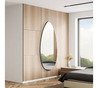 MirrorOutlet Black Wood Tear Drop Wall Mirror - 160x60cm