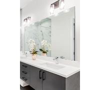 MirrorOutlet Circuitt 4mm Sheet Mirror Glass Polished Edges 4 Holes 140 x 70cm in Silver | Size: 1 Pack MirrorOutlet Silver 1 Pack