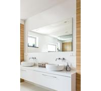 MirrorOutlet Circuitt 4mm Sheet Mirror Glass Polished Edges 4 Holes 150 x 75cm in Silver | Size: 1 Pack MirrorOutlet Silver 1 Pack