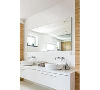 MirrorOutlet Circuitt 4mm Sheet Mirror Glass Polished Edges with 4 Holes 150 x 100cm 4ft11 3ft4, Silver (glass046)