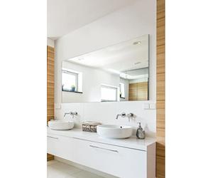 MirrorOutlet Circuitt 4mm Sheet Mirror Glass Polished Edges with 4 Holes 150 x 100cm 4ft11 3ft4, Silver (glass046)