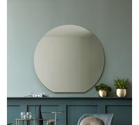 MirrorOutlet Circulus Black Frameless Wood Arch Wall Mirror - 90x95cm