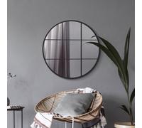 MirrorOutlet Black Metal Framed Round Window Wall Mirror 31" X 31" (80x80CM) | Size: 1 Pack MirrorOutlet Black 1 Pack