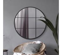 MirrorOutlet Circulus Black Metal Round Wall Mirror - 100cm