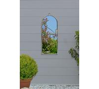 MirrorOutlet Concrete Colour Metal Frame Arched Garden Mirror 25" x 9" 64 x 24CM in Grey | Size: 1 Pack MirrorOutlet Grey 1 Pack