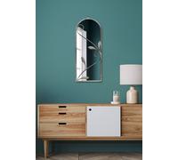 MirrorOutlet Concrete Colour Metal Framed Arched Wall Mirror 25"x 9" (64 X 24CM) in Grey | Size: 1 Pack MirrorOutlet Grey 1 Pack
