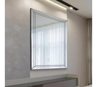 MirrorOutlet Large Modern Venetian Glass Double Edged Wall Mirror 4ft9 x 3ft9 (144cm x 116cm), Frameless, YC126