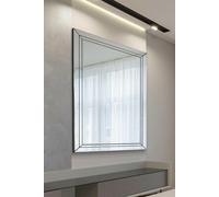 MirrorOutlet Large Modern Venetian Glass Double Edged Wall Mirror 4ft9 x 3ft9 (144cm x 116cm), Frameless, YC126