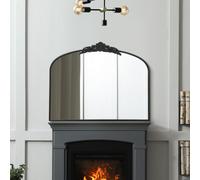 Mirroroutlet Crown - Black Metal Framed Arched Wall Mirror With Decorative Crown 40" X 31" (102Cm X 80Cm)
