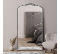 MirrorOutlet The Crown - Silver Metal Framed Classic Arched Wall Mirror with Feature Crown 68" X 38" (174CM X 96CM) Black. 2cm Wide Frame and 3cm Deep.