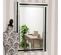 MirrorOutlet Dalton Black All Glass Mirror 90 X 60 Cm, Black