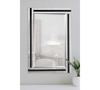 MirrorOutlet Dalton Black And Silver Bevelled Triple Edge Wall Mirror 68 X 56Cm, Black