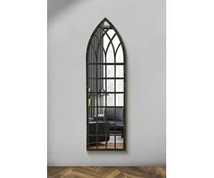 MirrorOutlet Extra Large Antique Black Apartment Style Leaner Tall Floor standing full length Metal Window Tall Mirror 160cm x 47.5cm, 5ft3 x 1ft7