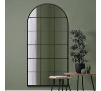 MirrorOutlet Fenarc Black Metal Arch Wall Mirror - 180x90cm