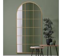MirrorOutlet Fenarc Gold Metal Arch Wall Mirror - 180x90cm