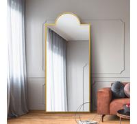 Mirroroutlet Fenestra Arched - Full Length Gold Modern Wall And Leaner Mirror 75" X 33" (190 X 85Cm)