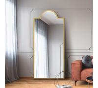 Mirroroutlet Fenestra Arched - Gold Contemporary Wall And Leaner Mirror 67" X 29" (170 X 75Cm)