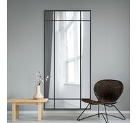 MirrorOutlet The Fenestra - Black Modern Contemporary Leaner and Wall Mirror 71" X 33" (180CM X 85CM) Black Metal Frame.