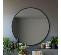 MirrorOutlet Fenestra Black Metal Round Wall Mirror - 100cm