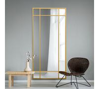 MirrorOutlet The Fenestra - Gold Modern Contemporary Leaner and Wall Mirror 71" X 33" (180CM X 85CM) Silver Mirror Glass with Black Metal Frame. Landscape or Portrait.…