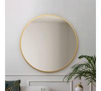 MirrorOutlet Fenestra Gold Metal Round Wall Mirror - 100cm