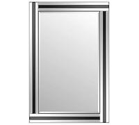 MirrorOutlet Dalton Black All Glass Large Dress Mirror 120 X 80 Cm, Black