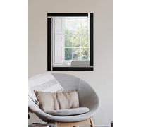 MirrorOutlet Aston Black Double Bevelled All Glass Mirror 68 X 58 Cm, Black