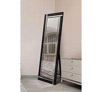 MirrorOutlet Frameless Black and Mirror Double Bevel Free Standing Cheval Dress Mirror 5ft7 x 1f11 170cm x 58cm YC125