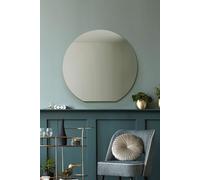 MirrorOutlet Frameless Flat Bottom Round Wall Mantle Mirror 29"x28" 74x70cm