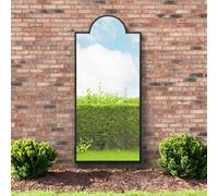 MirrorOutlet The Genestra - Black Modern Modern Leaner and Wall Garden Mirror 75" X 33" (190CM X 85CM) Silver Mirror Glass with Black Metal Frame. Landscape or Portrait. Frost Protected Glass