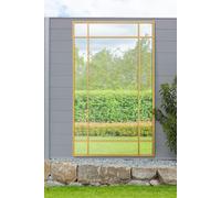 MirrorOutlet The Genestra - Gold Modern Contemporary Leaner and Wall Garden Mirror 71" X 43" (180CM X 110CM) Silver Mirror Glass with Black Metal Frame. Landscape or Portrait. Frost Protected Glass…