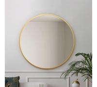 MirrorOutlet Gold edged Framed Modern Round Circular Wall Mirror 39" X 39" (100CM X 100CM) Silver Mirror Glass with Black Metal Frame