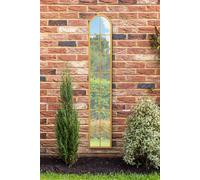 MirrorOutlet The Arcus - Gold Framed Modern Full Length Garden Arched Leaner Wall Mirror 67" X 12" (170CM X 30CM) Silver Mirror Glass with Black All weather Backing.