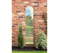 MirrorOutlet The Arcus - Gold Framed Modern Full Length Garden Arched Leaner Wall Mirror 75" X 16" (190CM X 40CM) Silver Mirror Glass with Black All weather Backing.