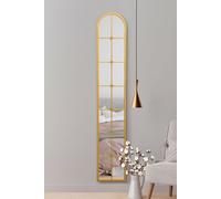 MirrorOutlet The Arcus - Gold Framed Modern Full Length Arched Leaner Wall Mirror 67" X 12" (170CM X 30CM) Silver Mirror Glass with Black All weather Backing