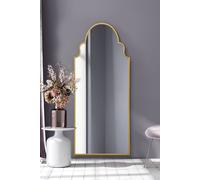 MirrorOutlet The Arcus - Gold Framed Modern Full Length Arched Leaner Wall Mirror 79" X 33" (200CM X 85CM) Silver Mirror Glass with Black All weather Backing.