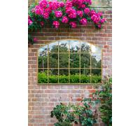 MirrorOutlet The Arcus - Gold Framed Modern Arched Garden Wall Window Mirror 43" X 29" (110CM X 75CM) Silver Mirror Glass with Black All weather Backing.…