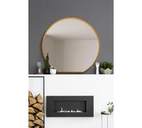 The Circulus - Black Framed Flat Bottom Circular Wall Mirror - Perfect for the Mantle! 41" X 39" (105CM X 100CM)