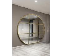 MirrorOutlet Gold Framed Flat Bottom Circular Window Wall Mirror (189CM X 180CM) | Size: 1 Pack MirrorOutlet Gold 1 Pack