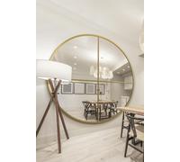 MirrorOutlet Gold Large Circular Window Metal Wall & Leaner Mirror (200x200cm) | Size: 1 Pack MirrorOutlet Gold 1 Pack