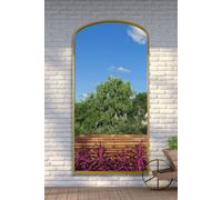 MirrorOutlet The Angustus - Gold Metal Framed Modern Shallow Arched Garden Wall and Leaner Mirror 79" X 39" (200CM X 100CM) Black. 2cm Wide Frame and 3cm Deep.…