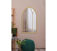 MirrorOutlet Gold Metal Framed Arched Wall Mirror 32" X 19" (83CM X 48CM) | Size: 1 Pack MirrorOutlet Gold 1 Pack