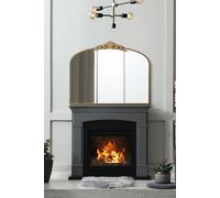 MirrorOutlet The Crown - Gold Metal Framed Classic Arched Wall Mirror with Feature Crown 40" X 31" (102CM X 80CM) Black. 2cm Wide Frame and 3cm Deep.