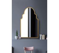 MirrorOutlet The Arcus - Gold Metal Framed Modern Arched Wall Mirror 41" X 24" (104CM X 61CM) Gold Frame