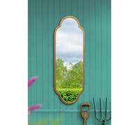 The Duplici - New Gold Metal Framed Double Arched Oval Garden Wall Mirror 40" X 14" (102CM X 35.5CM)