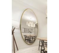 MirrorOutlet The Ovale - Large Gold Framed Oval Pond Wall Mirror 79" X 44" (200cm X 112cm) Silver Mirror Glass On A Black Backing.